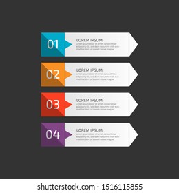 Modern infographic template in four steps for Business. Multi-color design vector can be used for workflow layout, diagram, annual report, web design. Concept element with 4 options or processes.