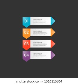 Modern infographic template in four steps for Business. Multi-color design vector can be used for workflow layout, diagram, annual report, web design. Concept element with 4 options or processes.