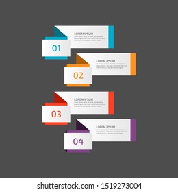 Modern Infographic template in four steps for Business. Multi-color design vector can be used for workflow layout, diagram, annual report, web design. Concept element with 4 options or processses.