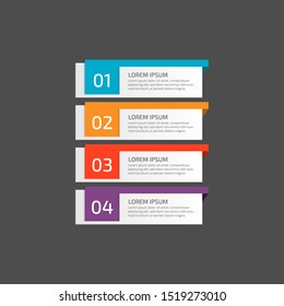 Modern Infographic template in four steps for Business. Multi-color design vector can be used for workflow layout, diagram, annual report, web design. Concept element with 4 options or processses.