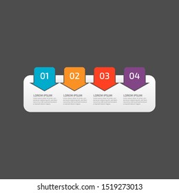 Modern Infographic template in four steps for Business. Multi-color design vector can be used for workflow layout, diagram, annual report, web design. Concept element with 4 options or processses.
