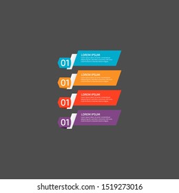 Modern Infographic template in four steps for Business. Multi-color design vector can be used for workflow layout, diagram, annual report, web design. Concept element with 4 options or processses.