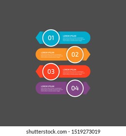 Modern Infographic template in four steps for Business. Multi-color design vector can be used for workflow layout, diagram, annual report, web design. Concept element with 4 options or processses.