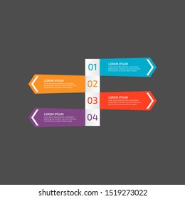 Modern Infographic template in four steps for Business. Multi-color design vector can be used for workflow layout, diagram, annual report, web design. Concept element with 4 options or processses.