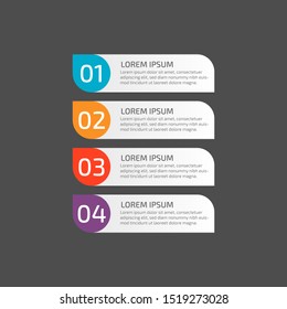 Modern Infographic template in four steps for Business. Multi-color design vector can be used for workflow layout, diagram, annual report, web design. Concept element with 4 options or processses.
