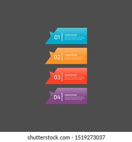 Modern Infographic template in four steps for Business. Multi-color design vector can be used for workflow layout, diagram, annual report, web design. Concept element with 4 options or processses.
