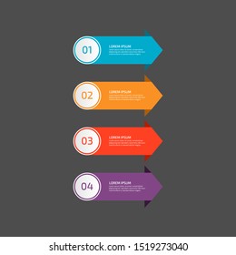 Modern Infographic template in four steps for Business. Multi-color design vector can be used for workflow layout, diagram, annual report, web design. Concept element with 4 options or processses.