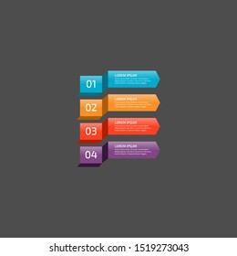 Modern Infographic template in four steps for Business. Multi-color design vector can be used for workflow layout, diagram, annual report, web design. Concept element with 4 options or processses.