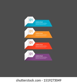 Modern Infographic template in four steps for Business. Multi-color design vector can be used for workflow layout, diagram, annual report, web design. Concept element with 4 options or processses.