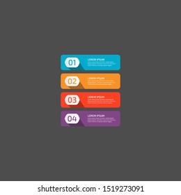 Modern Infographic template in four steps for Business. Multi-color design vector can be used for workflow layout, diagram, annual report, web design. Concept element with 4 options or processses.