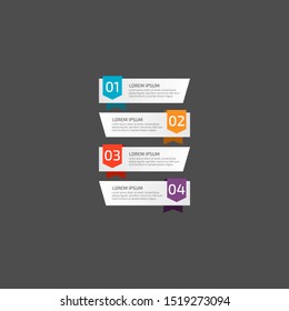 Modern Infographic template in four steps for Business. Multi-color design vector can be used for workflow layout, diagram, annual report, web design. Concept element with 4 options or processses.
