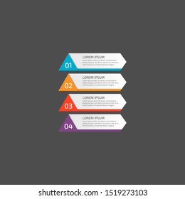 Modern Infographic template in four steps for Business. Multi-color design vector can be used for workflow layout, diagram, annual report, web design. Concept element with 4 options or processses.
