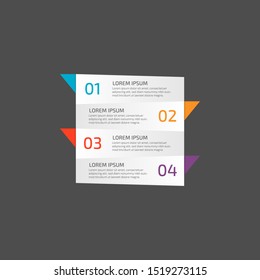 Modern Infographic template in four steps for Business. Multi-color design vector can be used for workflow layout, diagram, annual report, web design. Concept element with 4 options or processses.