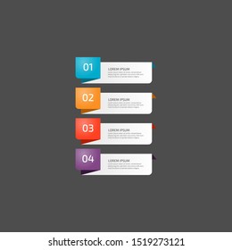 Modern Infographic template in four steps for Business. Multi-color design vector can be used for workflow layout, diagram, annual report, web design. Concept element with 4 options or processses.