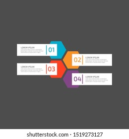 Modern Infographic template in four steps for Business. Multi-color design vector can be used for workflow layout, diagram, annual report, web design. Concept element with 4 options or processses.