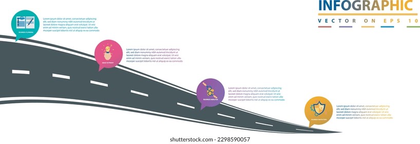 modern infographic template with four steps or options, process chart, eps10 vector illustration