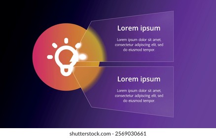 Modern infographic template with glass, gradient bubbles and minimalist design elements. Perfect for presentations, business processes, marketing strategies and data visualization