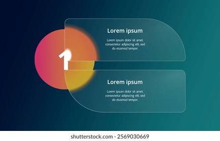 Modern infographic template with glass, gradient bubbles and minimalist design elements. Perfect for presentations, business processes, marketing strategies and data visualization