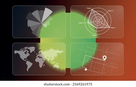 Modern infographic template with glass, gradient bubbles and minimalist design elements. Perfect for presentations, business processes, marketing strategies and data visualization