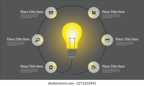 Modern infographic template with a glowing bulb