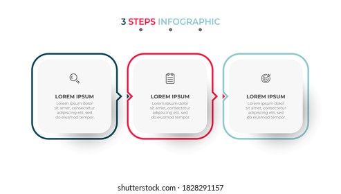 Modern infographic template with icon and arrows. Business concept with 3 options or steps.