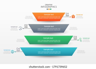 Modern infographic template with icons and 4 options or steps. For content, diagram, flowchart, steps, parts, timeline infographics, workflow layout, chart