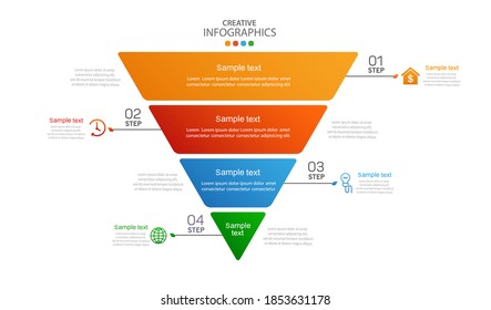 Modern infographic template with icons and 4 options or steps. For content, diagram, flowchart, steps, parts, timeline infographics, workflow layout, chart