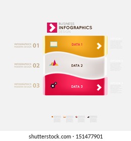 Modern infographic template with icons for business design, ribbons. Can be used for banners, cards, paper designs, website layouts, diagrams and presentations. Vector eps10 illustration.