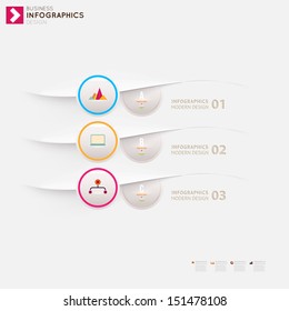 Modern infographic template with icons for business design, ribbons. Can be used for banners, cards, paper designs, website layouts, diagrams and presentations. Vector eps10 illustration.