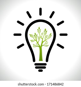 Modern infographic template. Light bulb with Green tree icon inside. Business Eco Ã?Â�Ã?Â¡oncept Idea