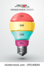 Modern Infographic Template with Light Bulb Background, Vector Illustration