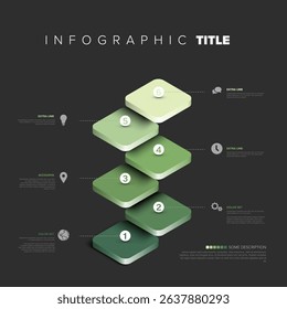 A modern infographic template presents a step-by-step process with six numbered steps. This versatile infographic design is ideal for visualizing hierarchy, process flows, or simple numbered steps.