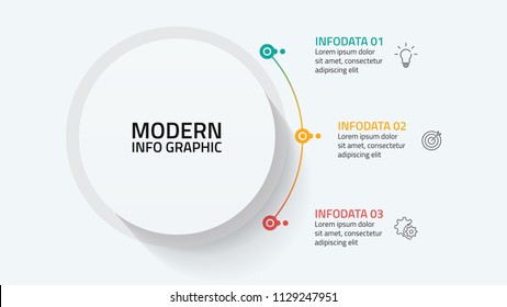 Modern infographic template with three step, option, circle and marketing icons. Can be used for workflow diagram, annual report, presentation or web design. Vector eps10 illustration.
