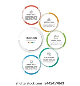 Modern infographic template with three step, option, circle and marketing icons. Can be used for workflow diagram, annual report, presentation or web design. Vector  illustration.