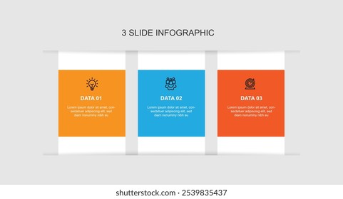 Modern infographic template. Timeline workflow with 3 step process can be used for banner presentation and business information 