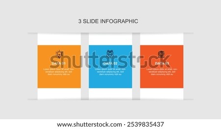 Modern infographic template. Timeline workflow with 3 step process can be used for banner presentation and business information 