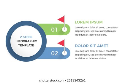 Modern infographic template with two options with red flag markers for presentations or workflows, vector eps10 illustration