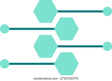 Plantilla infográfica moderna con dos pasos conectados por Formas hexagonales geométricas.