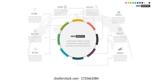 plantilla info-gráfica moderna. Ilustración vectorial. 8 diagrama para el éxito al centro 