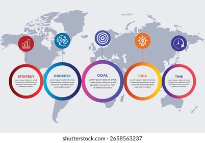 Modern infographic template with vector options banner featuring business design elements and circular chart layout for marketing presentation and web use