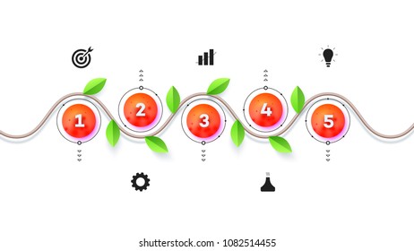 Modern Infographic Timeline Constructor For Eco Sector. Conceptual Vector Background. Template For Business Presentations.