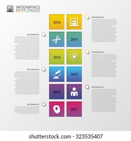 Modern infographic timeline. Square style. Design template. Vector illustration