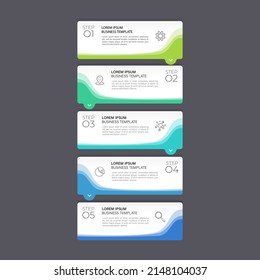 Modern infographic Timeline template can be used for workflow layout, diagram, number options, web design. Infographic business concept with 5 option, parts, steps or processes.