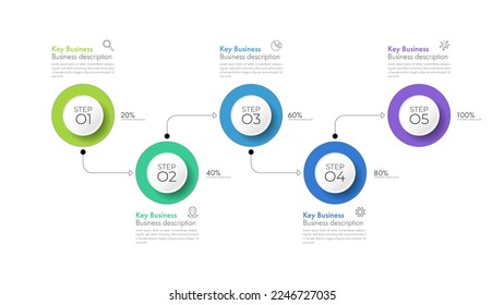 Modern infographic Timeline template can be used for workflow layout, diagram, number options, web design. Infographic business concept with 5 option, parts, steps or processes.