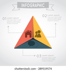 Modern infographic triangle shape number options banner. Can be used for workflow layout, diagram, step options, web design, etc.