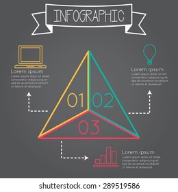 Modern infographic triangle shape number options banner. Vector illustration. Can be used for workflow layout, diagram, step options, web design, etc.