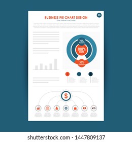 Modern infographic vector elements for business brochures. Use in website, corporate brochure, advertising and marketing. Pie charts, line graphs, bar graphs and timelines.