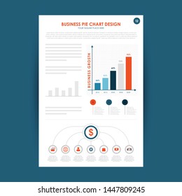 Modern infographic vector elements for business brochures. Use in website, corporate brochure, advertising and marketing. Pie charts, line graphs, bar graphs and timelines.