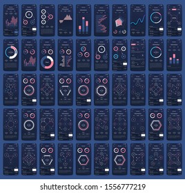 Modern infographic vector elements for business brochures. Use in website, corporate brochure, advertising and marketing. Pie charts, line graphs, bar graphs and timelines.