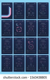 Modern infographic vector elements for business brochures. Use in website, corporate brochure, advertising and marketing. Pie charts, line graphs, bar graphs and timelines.